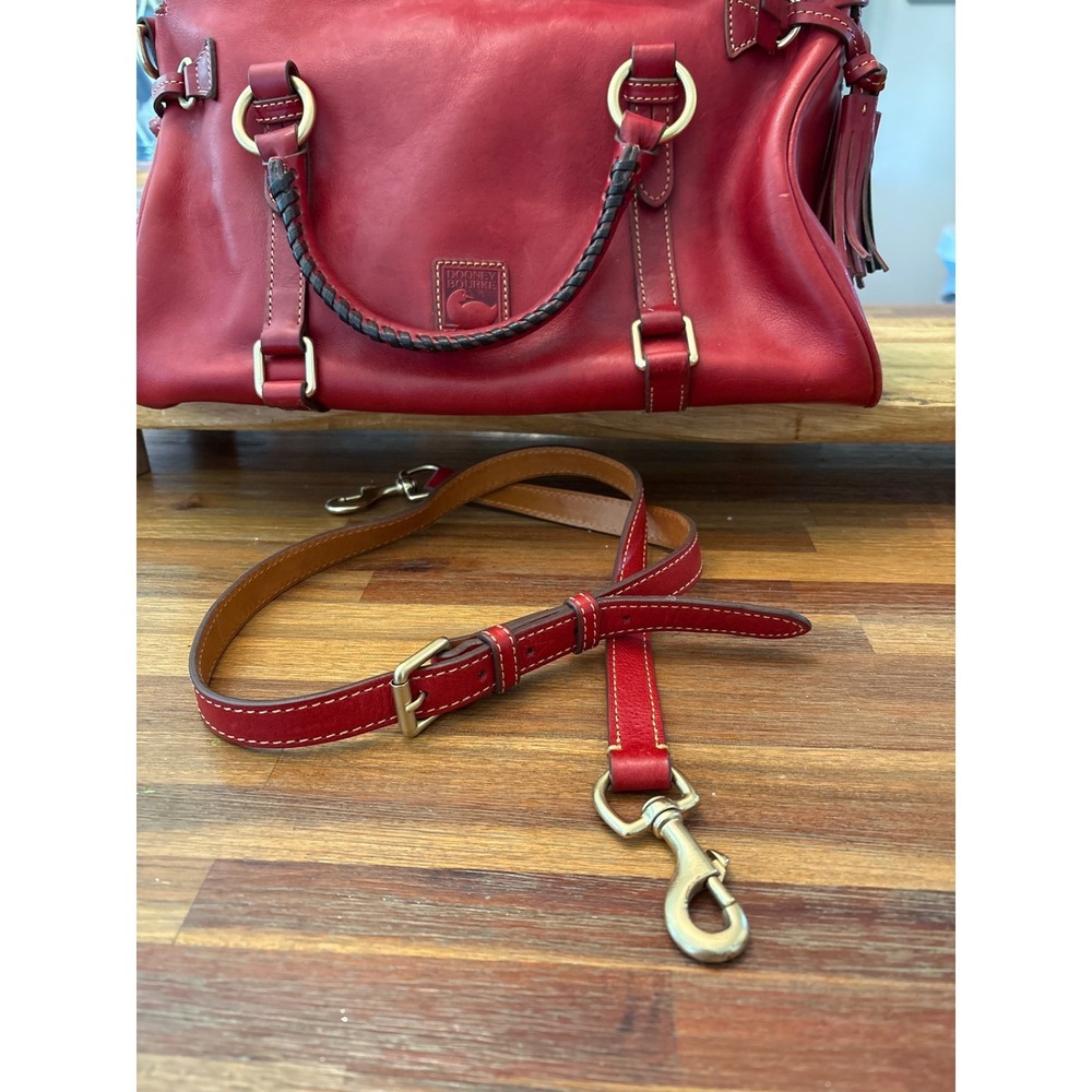 Dooney & Bourke Satchel Women Large Red Excellent Florentine Leather Tassel Bag